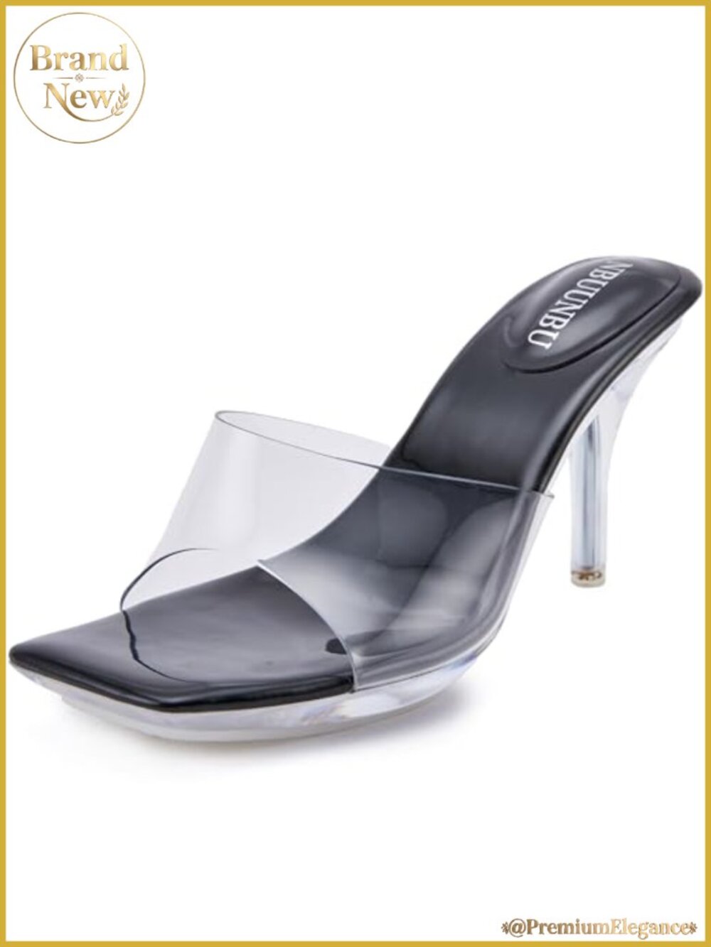 Clear Platform Heeled Sandals Square Toe Stiletto Mules Pumps